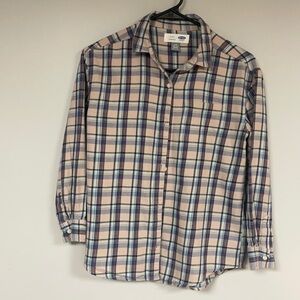 Old Navy (Tunic) Girls pink & navy plaid flannel, shirt Lg